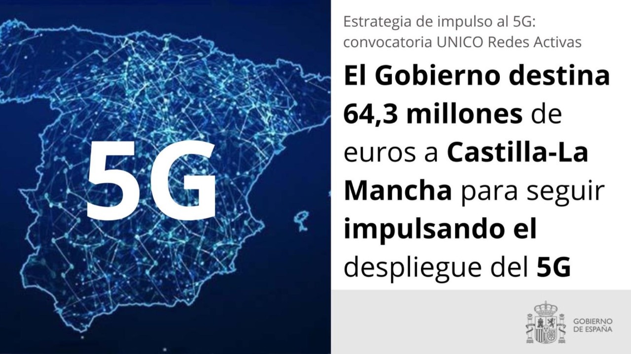 El Govern destina 64,3 milions d'euros a Castella-la Manxa per a continuar impulsant el desplegament del 5G