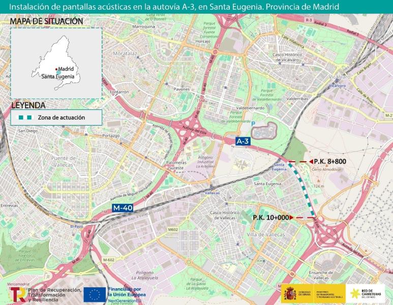 Transports aprova provisionalment el projecte de traçat per a reduir el soroll de la A-3 al seu pas pel barri de Santa Eugenia