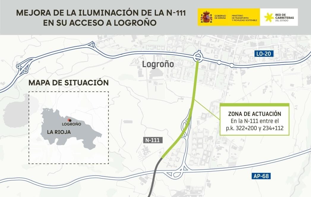 Mejora de la eficiencia energética para la iluminación de la N-111 a su paso por Logroño