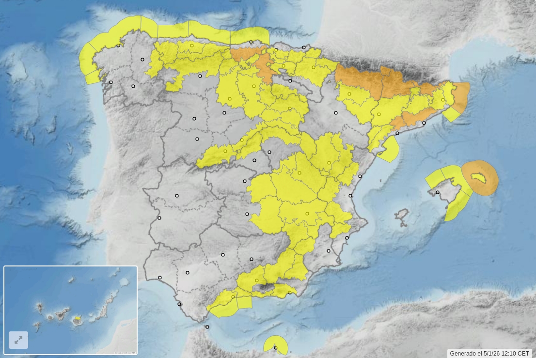 Protección Civil y Emergencias mantiene la alerta por nevadas en cotas bajas del centro, norte y este peninsular hasta el martes 6