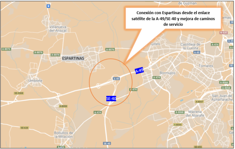 Mitma formalizes for 2.6 million euros the contract for the connection works of the SE-40 and A-49 motorways with Espartinas
