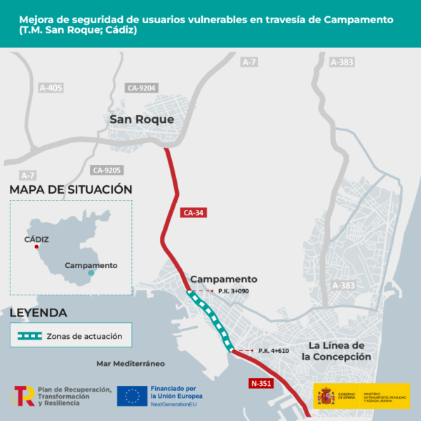 Mitma cites for more than 1 million euros the security improvement works on the N-351 road as it passes through Camp in San Roque, province of Cadiz