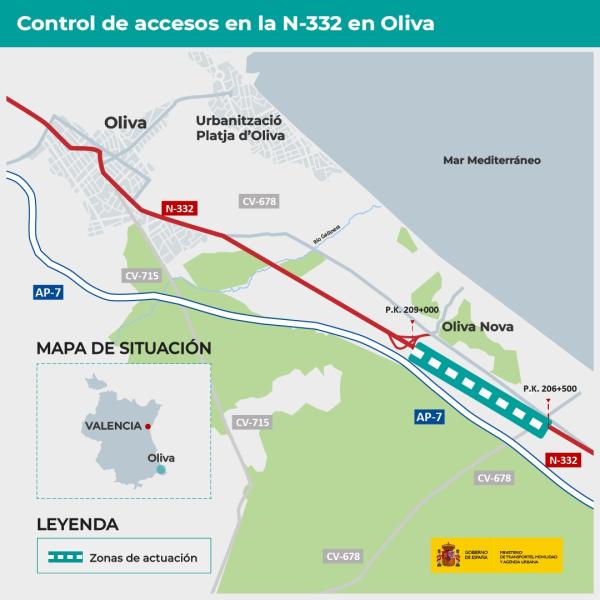 Mitma approves the project of access control in the N-332 in Oliva and improvement in the Pego, with an investment of 9.6 million euros