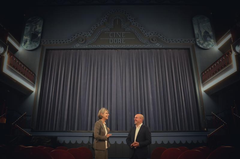 Francisco Martín visits the Spanish Filmoteca accompanied by its director, Valeria Camporesi