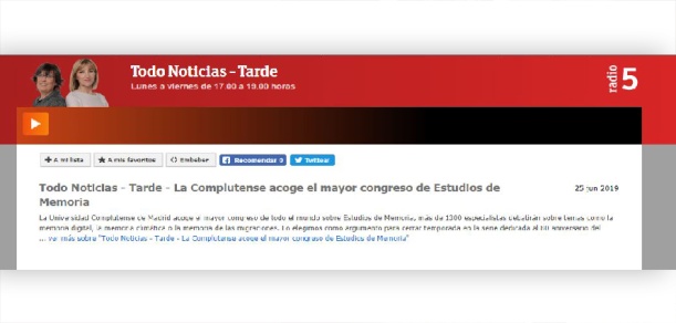 Podcast Radio 5 La Complutense hosts the largest congress of memory studies