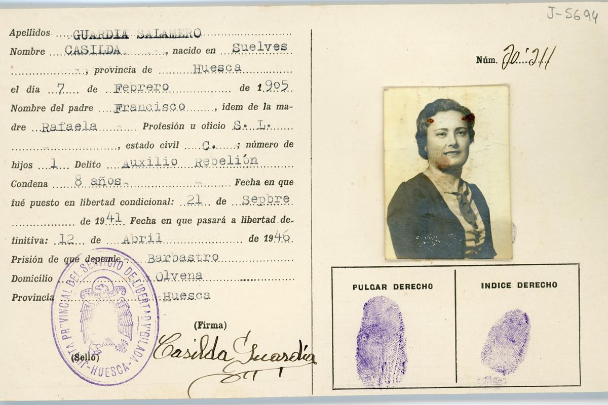 File of the fund of the Probation Service of Casilda Guardia Salamero. Provincial Historical Archive of Huesca. AHPHU_J_05694_0004