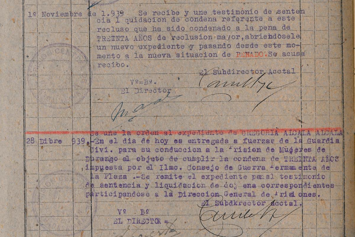 Junta de Comunidades de Castilla-La Mancha/Archivo Histórico Provincial de Guadalajara Expediente penitenciario de Tomasa Cuevas Gutiérrez. 1939-1945 Provincial Prison of Guadalajara