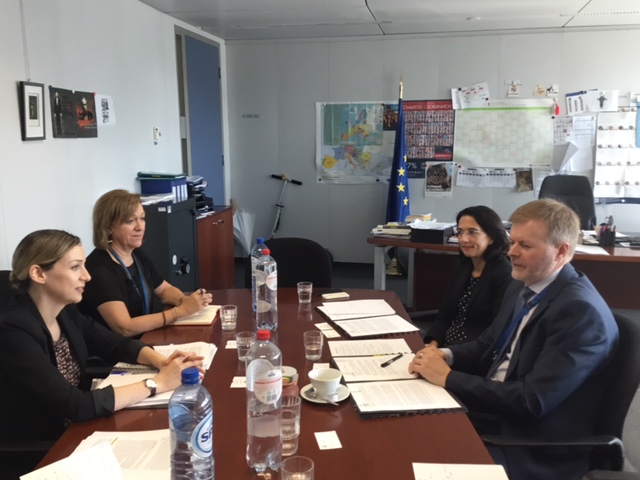 The commissioner in Brussels to meet with members of the EC