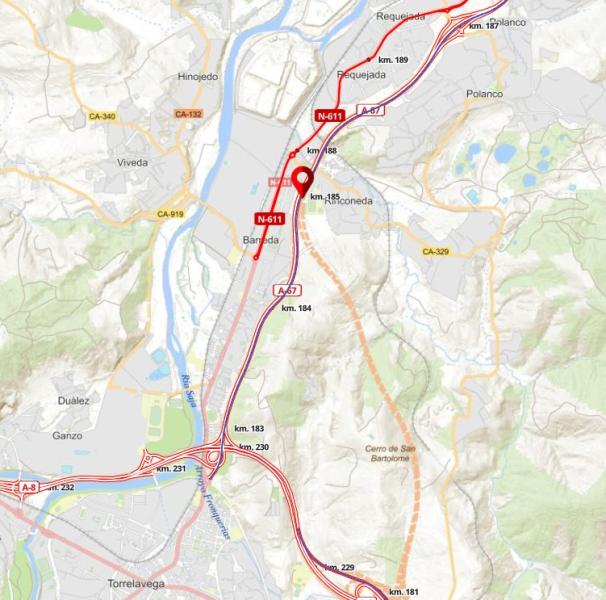 Trafiko aldaketak A-67 autobidean, Torrelavega eta Polanco artean, Barredako lotunea egiteko lanak direla eta