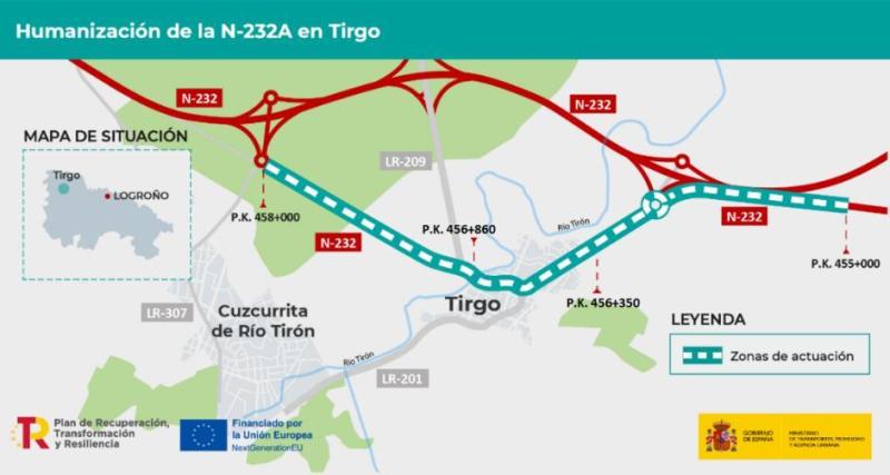 Mitmak 1,3 milioi euroren truke lizitatu ditu N-232A errepidea gizatiartzeko lanak, Errioxako Tirgo herrian