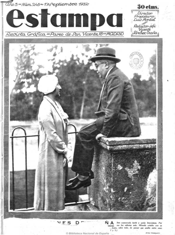 Foto Azaña y Lola (portada revista Estampa, 17 de septiembre de 1932) Foto Azaña y Lola (portada revista Estampa, 17 de septiembre de 1932)