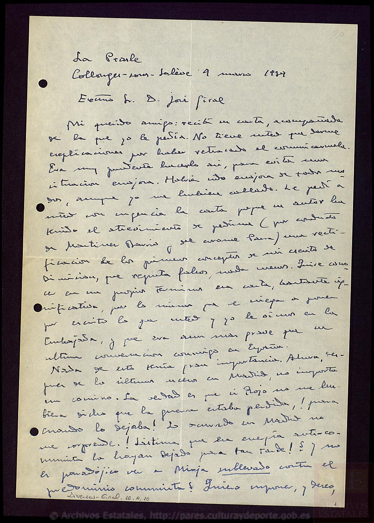 Carta de Manuel Azaña a José Giral1 DIVERSOS-JOSE_GIRAL,016,N.0010