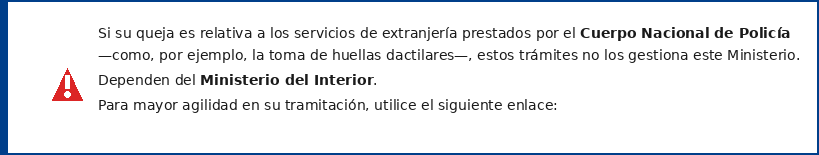 Remite á ligazón do Ministerio do Interior