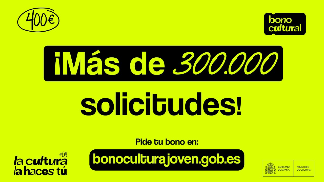 Cartel do Bono Cultural Novo, que leva máis de 300.000 solicitudes, 5000 en Asturias