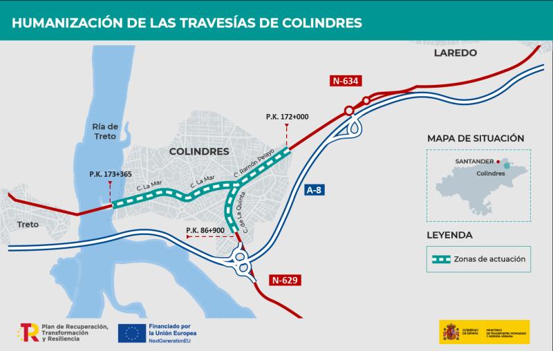 Mitma formaliza por 530.000 euros as obras de humanización das estradas N-629 e N-634 ao seu paso por Colindres