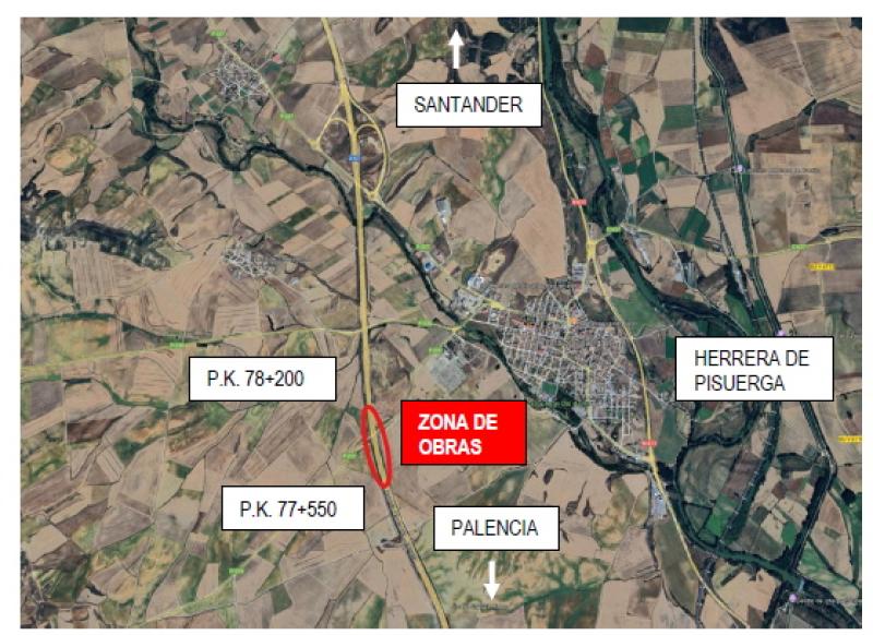 Transportes inicia a instalación dunha plataforma sobre a A-67 no marco das obras da nova liña de alta velocidade entre Palencia e Aguilar de Campoo