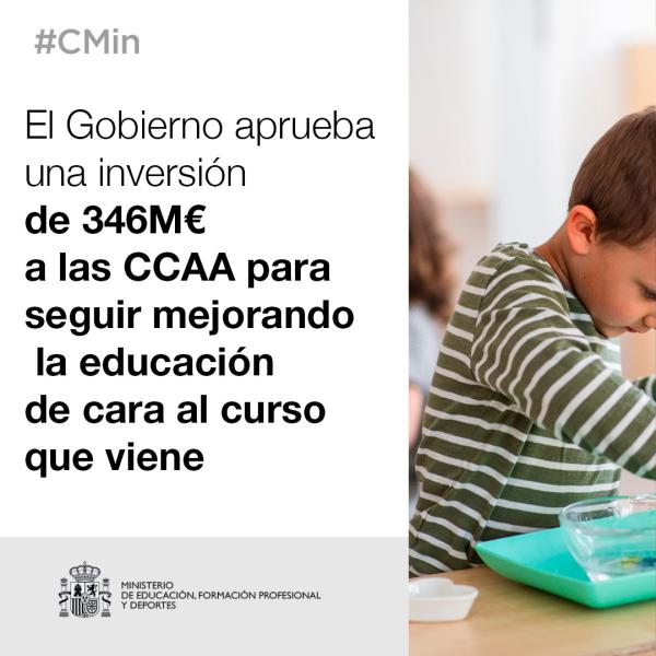 O Goberno destina 20,9 millóns de euros a Castela-A Mancha para continuar mellorando a educación de face ao próximo curso escolar