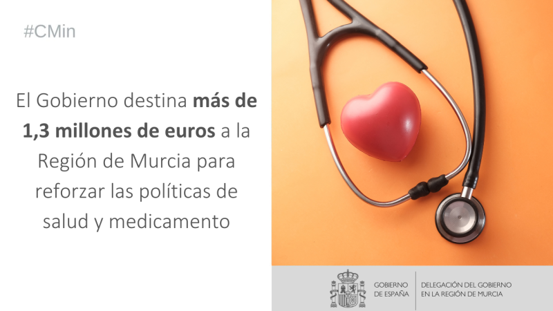 O Goberno destina máis de 1,3 millóns de euros á Rexión de Murcia para reforzar as políticas de saúde e medicamento