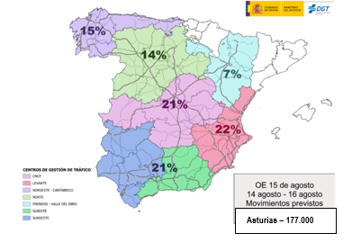 La DGT prevé 177.000 desplazamientos por carretera en Asturias en la operación especial del 15 de agosto