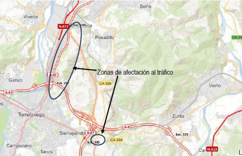 Transportes pone en servicio parte del nuevo trazado de la calzada de la A-67 sentido Santander en el nudo de Torrelavega