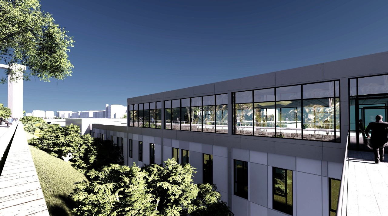 Recreación de la fachada del futuro edificio de usos ferroviarios