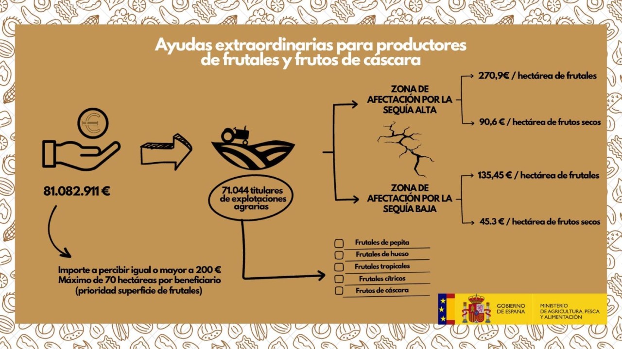 Más de 9.600 productores de frutales y frutos de cáscara de Castilla-La Mancha recibirán una ayuda extraordinaria de 7,1 millones de euros