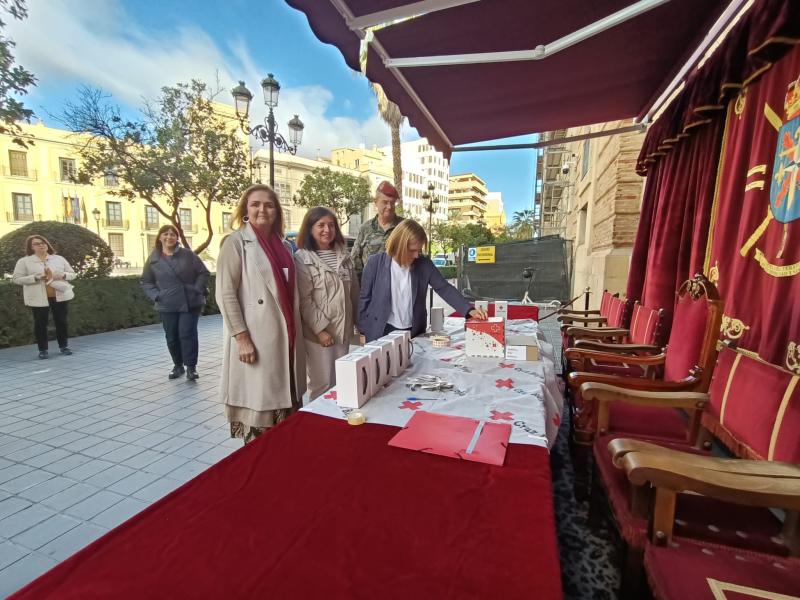 La delegada del Gobierno visita la mesa petitoria que Cruz Roja ha instalado en Capitanía General