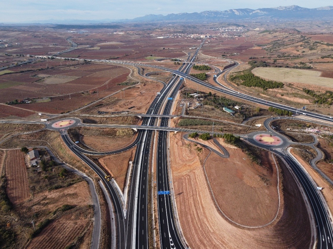 Vista aérea del enlace en la A68