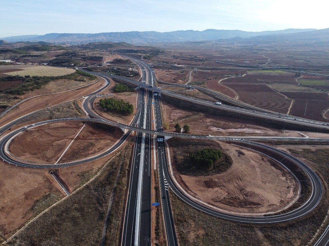 Vista aérea del enlace en la A68
