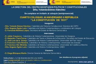 Coloquios 90 aniversario de la proclamación de la II República Coloquios 90 aniversario de la proclamación de la II República