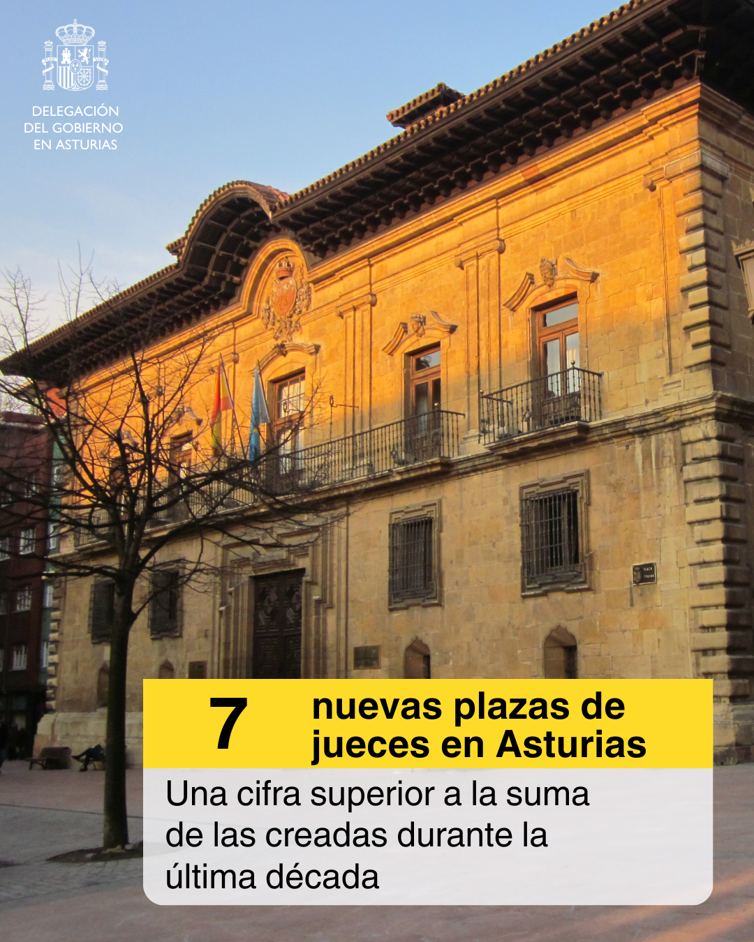 El Govern crearà 7 places de jutges al Principat d'Astúries en 2026, una ampliació històrica de la planta judicial