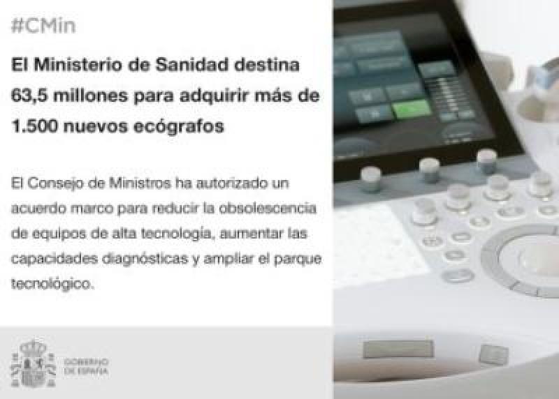 El Ministeri de Sanitat destina 63,5 milionsper a adquirir més de 1.500 nous ecògrafs